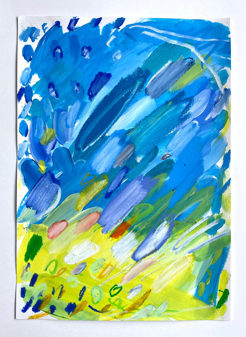 This, That, There, 2022, Oil pastel and acrylic on paper, 30 x 21 cm