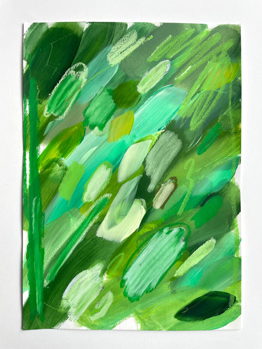 Railway Abstraction, 2022, Oil pastel and acrylic on paper, 30 x 21 cm