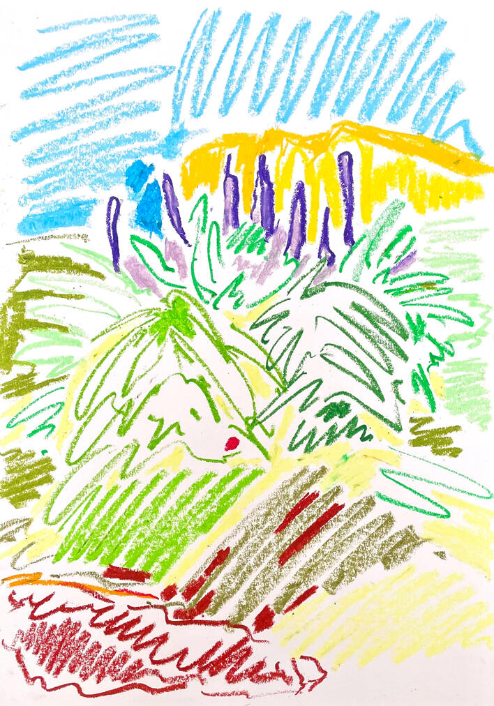 St Jame's Park, 2020, oil pastel on paper, 60 x 42 cm