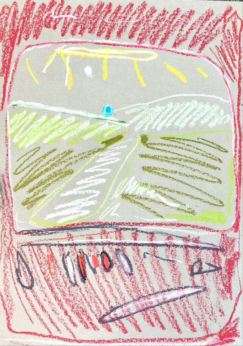 Untitled Sketch, 2020, oil pastel on paper, 60 x 42 cm