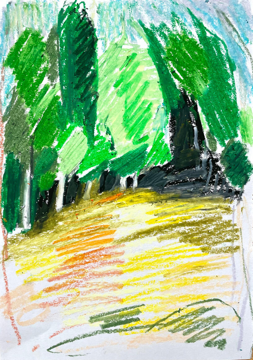 Landscape Study, 2020, oil pastel on paper, 60 x 42 cm