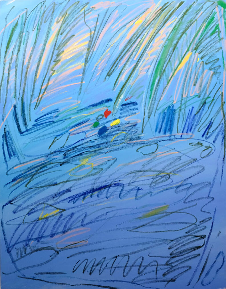Big Blue, 2025, Acrylic and oil bar on canvas, 146 x 114 cm